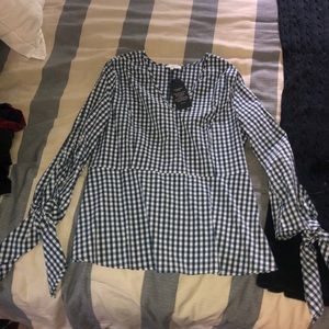 J. Crew Navy Gingham Top